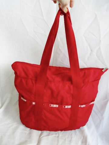 LeSPORTSAC Duffel Travel Bag Tote Shoulder Travel Purse RED