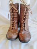 Womens STEVE MADDEN LEATHER BOOT GRANNY Victorian Steampunk BROWN 8 GLACER