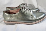 Womens VINCE CAMUTO NILEE Leather SILVER Metallic Loafer SHOE 8 Steampunk PEWTER Flat