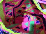 NEW NWT WAYUU TAYA Kilim Serape Blanket Ethnic Tapestry Bag PINK GREEN YELLOW