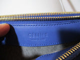 CELINE PARIS Leather TRIO Crossbody Zip Bag Purse BLUE