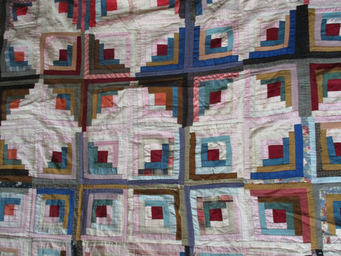 Handmade Vintage Antique AMISH QUILT Blanket Throw Bedspread 77" MULTI