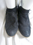Womens LUCKY BRAND Suede Fringe Ankle Boots Booties BLACK 10 Leather Hippie Boho
