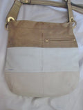 B. MAKOWSKY leather stripe hobo satchel shoulder sling bag bucket BEIGE S Neutral