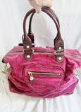 JUICY COUTURE Leather Velvet Heart purse leather satchel BERRRY PINK tote WINE RED L