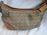 COACH 6351 SOHO Jacquard Hobo Handbag Satchel Canvas COGNAC BROWN Leather