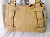 NEW TIGNANELLO leather hobo satchel tote shoulder bucket bag tote BEIGE TAN pebbled