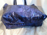 NEW MACY'S Vegan PYTHON SNAKESKIN Tote Shoulder Bag Carryall PURPLE METALLIC Purse