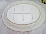 HABITAT PORTUGAL OVAL EMBOSSED 19" Ceramic Pottery SERVING PLATTER TRAY LEAF WHITE
