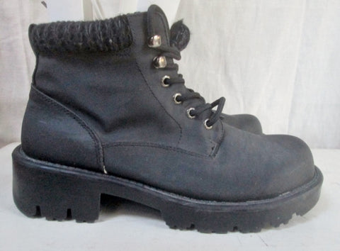 Womens SNOWLAND PAM Ankle Combat Snow Rain BOOT Shoe BLACK 8