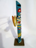 Handmade Carved Wood ALASKA ECHO POINT TOTEMS Statue Totem Pole Art BLUE Vintage