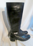 Womens ETIENNE AIGNER CRETE Leather Knee High Stud Boots BLACK 9.5 Rocker Rider