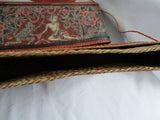 Vintage Handmade Painted Wicker Basket Asian Shoulder Bag Purse RED BLACK WOOD