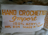 Womens HAND CROCHETTED IMPORT Fringe Crochet Knit SCARF Shawl Wrap PONCHO WHITE Boho