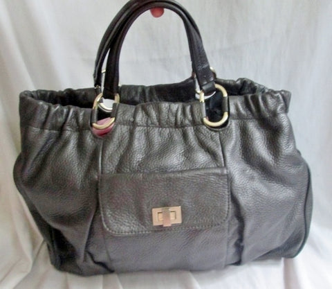 HALOGEN pebbled leather hobo satchel clutch tote bag PEWTER GRAY CHARCOAL purse Celebrity Style
