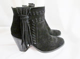 Womens JESSICA SIMPSON CHASSIE Suede Fringe Ankle Boots Booties BLACK 9 Leather Hippie Boho