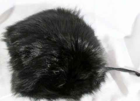 Vintage Genuine FOX FUR Hand WARMER MUFF Winter Cold Weather 10” Plush BLACK