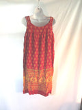 Vintage 1970s Seventies Handmade Dress Sundress BOHO L Sleeveless Hippy Beach BURGUNDY RED GOLD