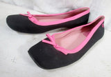 Womens LILLY PULITZER Slip On SHOE Flat Bow 9 NAVY BLUE PINK Preppie