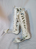 Womens BRECKELLE'S Caged Boot FETISH WHITE 6.5 Mesh Steampunk