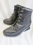 Womens TIMBERLAND 89395 Leather Ankle BOOT BLACK 8 Bootie Wedge Heel Steampunk Shoe