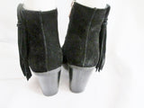 Womens JESSICA SIMPSON CHASSIE Suede Fringe Ankle Boots Booties BLACK 9 Leather Hippie Boho
