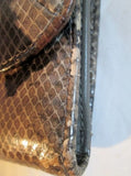 COACH Snakeskin Python Leather Bifold Change Purse Wallet Pouch BROWN Buckle