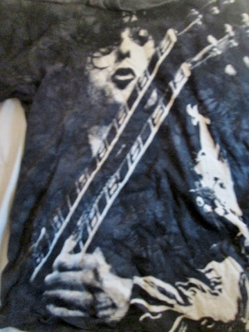 Mens Liquid Blue JIMMY PAGE of LED ZEPPELIN  Band T-Shirt M BLACK Rocker Concert