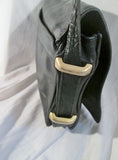 Vintage PERLINA Leather Shoulder Bag Handbag Satchel Flap Bag BLACK Crossbody