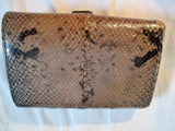 COACH Snakeskin Python Leather Bifold Change Purse Wallet Pouch BROWN Buckle
