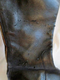 Womens KATE SPADE NEW YORK Leather Knee High Boot BLACK 10 ITALY Distressed