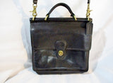 Vintage COACH 9927 WILLIS Leather Turnlock Flap Crossbody Shoulder Bag BLACK Briefcase