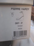 NEW PIERRE HARDY WEDGE High Heel Pump Round Toe Shoe 37 PATENT NUDE