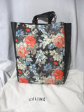 NWT NEW CELINE CABAS FLORAL POTIRON Leather Tote Bag BLACK Shopper