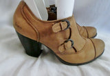 Womens BORN ANKLE BOOT BOC BUCKLE Zip Leather Shoe Bootie 7.5 BROWN Boho