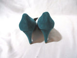 NEW MIU MIU ITALY PUMP Round Toe Shoe Suede High Heel TURQUOISE 36.5 BLUE