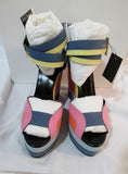 NEW PIERRE HARDY PLATFORM WEDGE Heel Shoe Sandal MULTI 37 6.5 Canvas Stripe