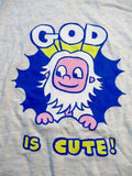 NEW GOD IS CUTE Anime Humor Religion Gift T-SHIRT GRAY L 42-44 Top Comic