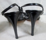 Womens YVES SAINT LAURENT Sandals Heel Italy Strappy LEATHER BLACK 9 BOW