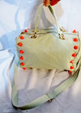 DEUX LUX EMPIRE CITY Stud Spike Tote Bag Purse GRAY NEON PINK Punk
