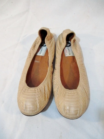Womens LANVIN PARIS Python Leather Ballet Flat Shoe 36.5 / 6 BEIGE TAN Snakeskin