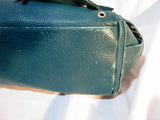 ELISA ATHENIENSE Leather Handbag Satchel Tote Shoulder Bag TEAL BLUE Pockets
