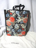 NWT NEW CELINE CABAS FLORAL POTIRON Leather Tote Bag BLACK Shopper