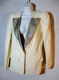 NEW CHLOE MILK DIAMONTE JACKET Blazer Glittery 38 / 6 CREME WHITE Silk Linen Womens