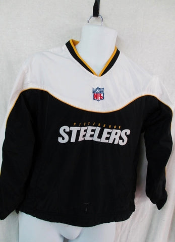 YOUTH BOYS NFL PITTSBURGH STEELERS Nylon Long Sleeve FOOTBALL Jersey Top BLACK WHITE M