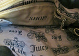 JUICY COUTURE Leather Velvet Heart DOG purse satchel BROWN M RHINESTONE Embroidered