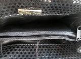 SONDRA ROBERTS Shoulder Bag Suede Leather Cross Body Messenger BLACK DOT