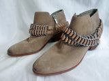 Womens SAM EDELMAN POSEY LEATHER Suede Ankle BOOT Booties Shoe BEIGE 7.5