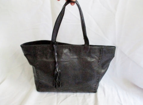 LOXWOOD Leather TOTE satchel shoulder bag BLACK Stitch Carryall FRINGE TASSEL