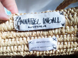 ANNABEL INGALL AUSTRALIA Woven RAFFIA Basket Satchel Shoulder Bag Floral TOTE NATURAL BEIGE
